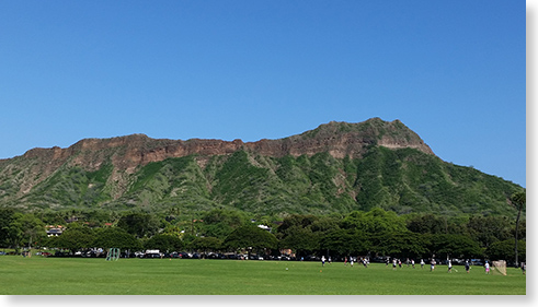 Kapiolani Park with Diamond Head in the background
