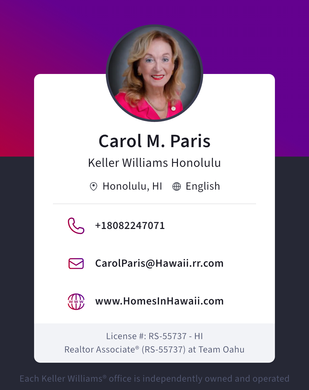 Carol Mobile App Realtor Info